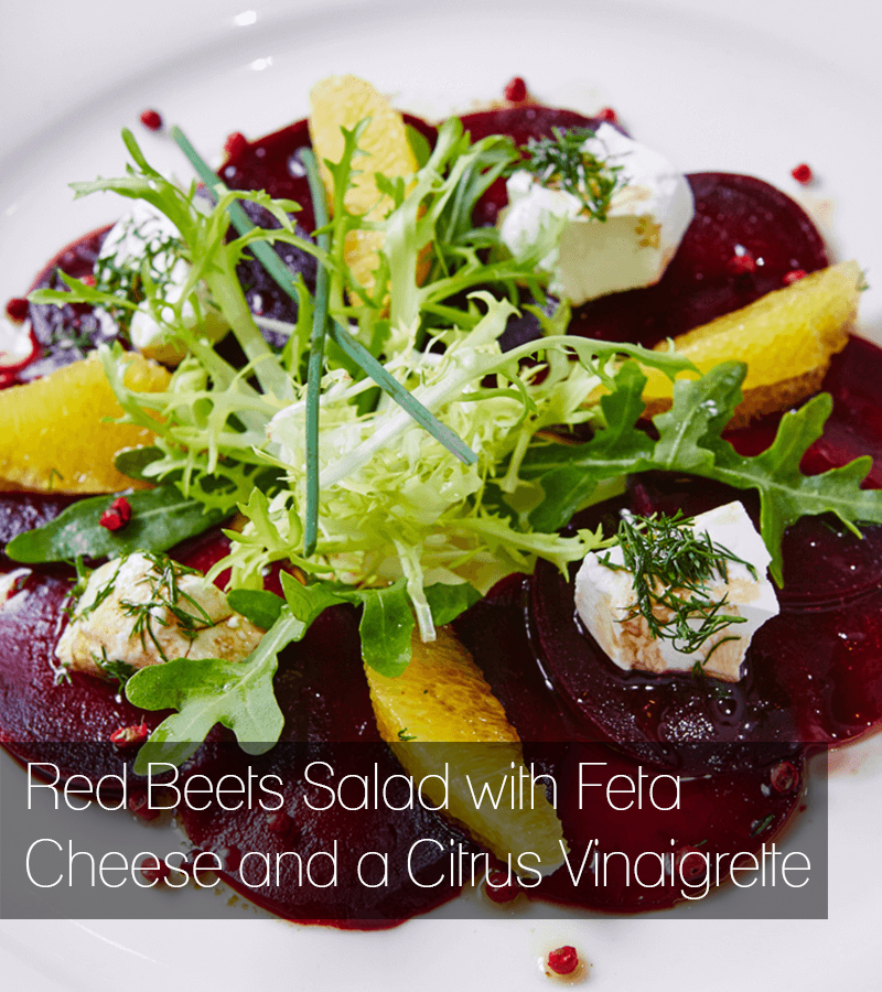 Red Beets Salad with Feta Cheese and a Citrus Vinaigrette